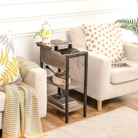 HOOBRO side table showing concealed storage under flip-top