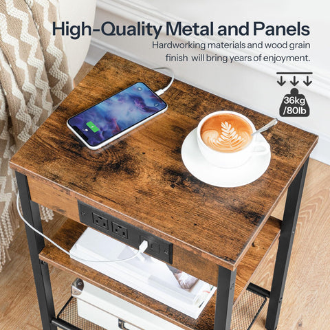 HOOBRO side table easy assembly with labeled parts and tool