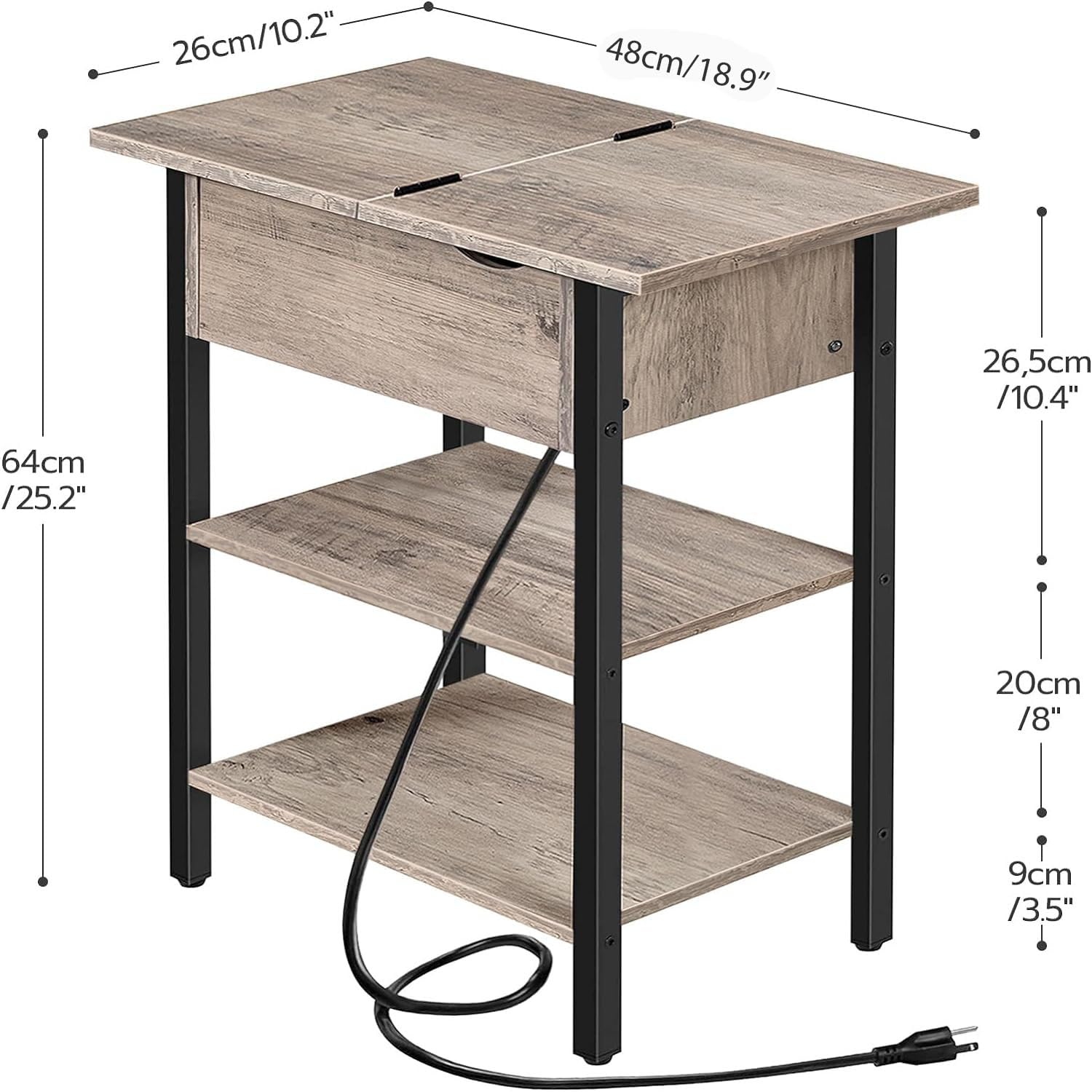 HOOBRO end table with open shelves for decor and books
