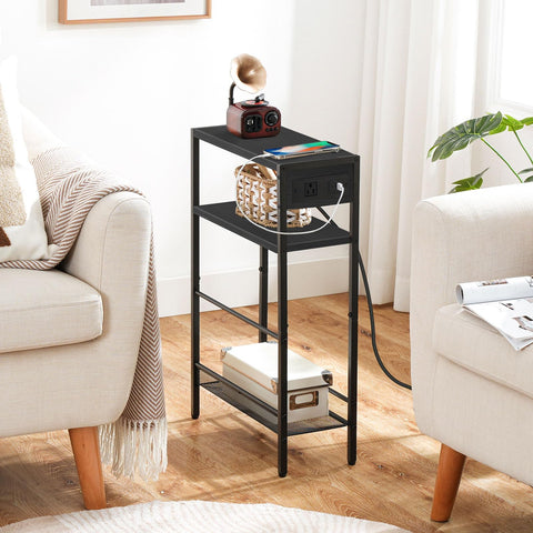 HOOBRO slim end table beside sofa offering compact design for tight spaces