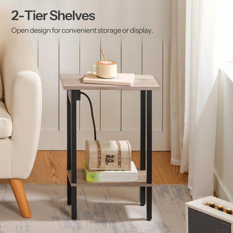 HOOBRO slim nightstand fits small spaces beside sofa for essentials.