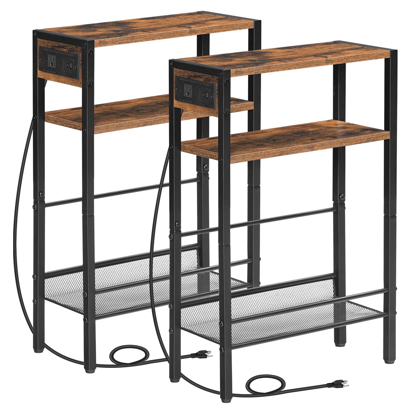HOOBRO slim side table with charging station for easy device charging.