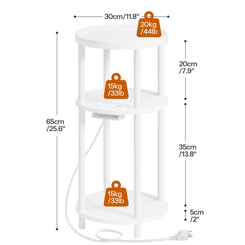 HOOBRO small round side table charging-station-type-c-port offers Type C charging by sofa.
