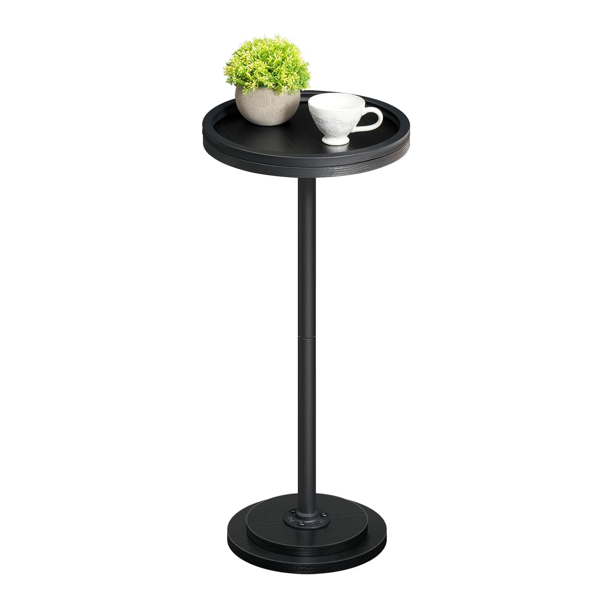 HOOBRO small round side table with pedestal accent for compact spaces