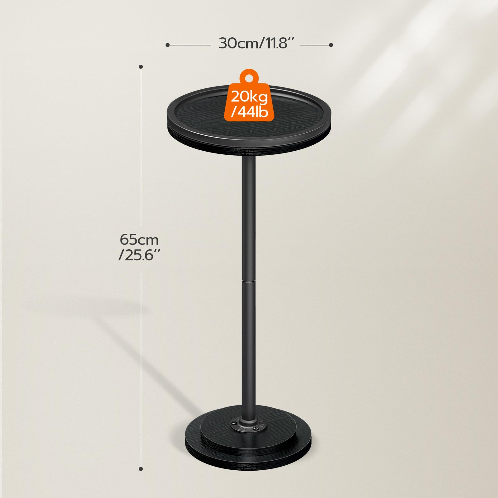 HOOBRO small round table with vintage panel and metal pedestal