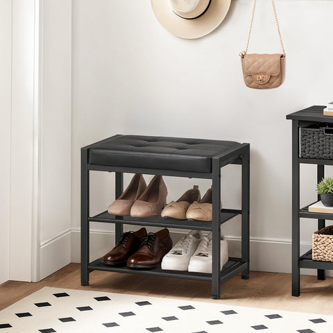 HOOBRO 3-tier shoe rack under the bench neatly organizes daily footwear.