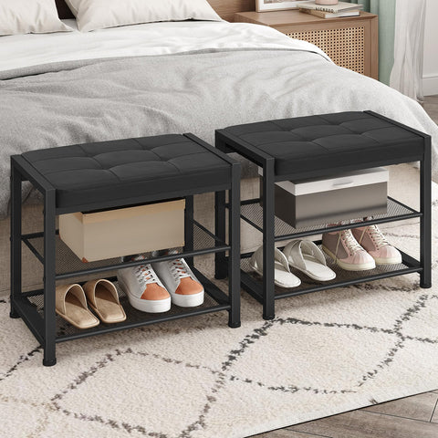 HOOBRO entryway bench offers convenient seating and organized shoes.