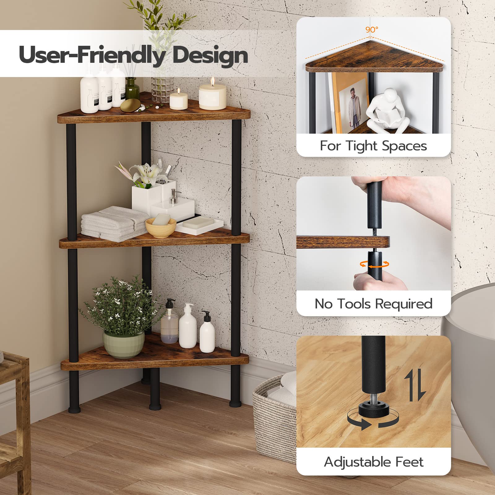 HOOBRO small-space bookcase organizes books and decor efficiently.