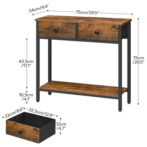 HOOBRO sofa table behind the couch with slim storage.