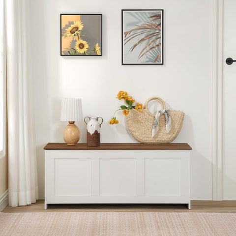 HOOBRO storage bench lift-top with safety hinge for secure access