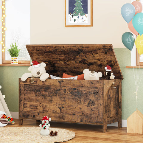 Hoobro storage bench with safety hinge for secure lid operation.