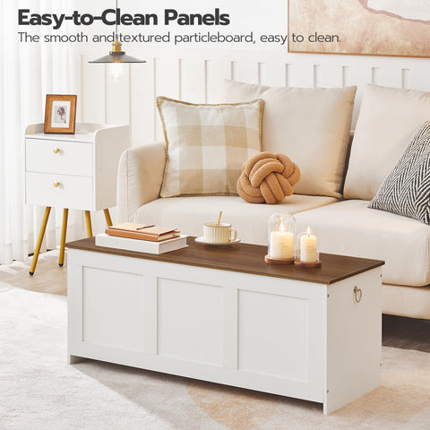 HOOBRO storage bench walnut top white body for versatile spaces