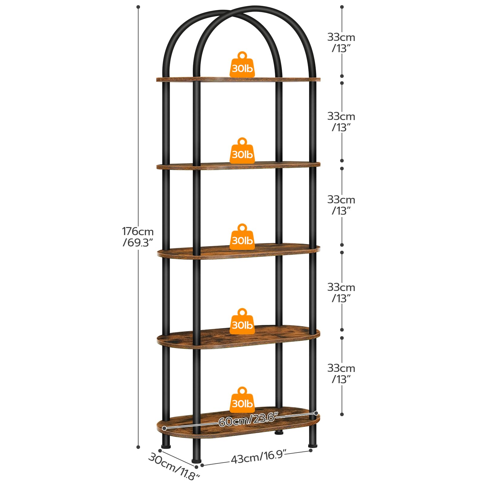 HOOBRO tall bookshelf stands 69.3 inches for tall book collections and decor.