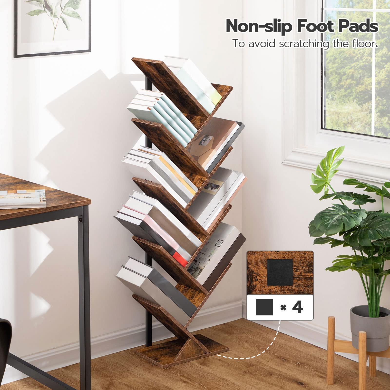 HOOBRO anti-tip hardware keeps the tall shelf stable and safe.