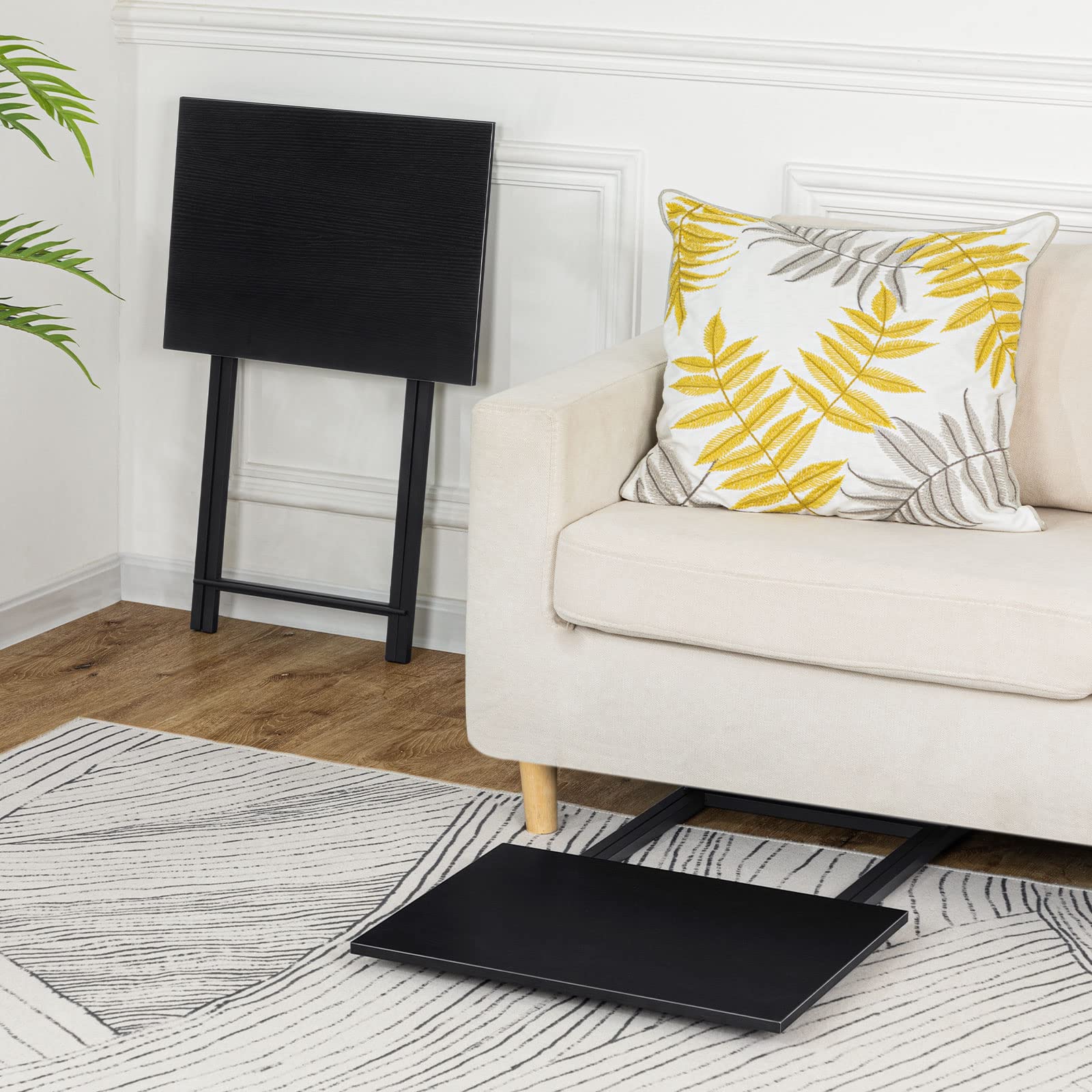 HOOBRO tray legs feature protective plastic pads for floor-safe placement.