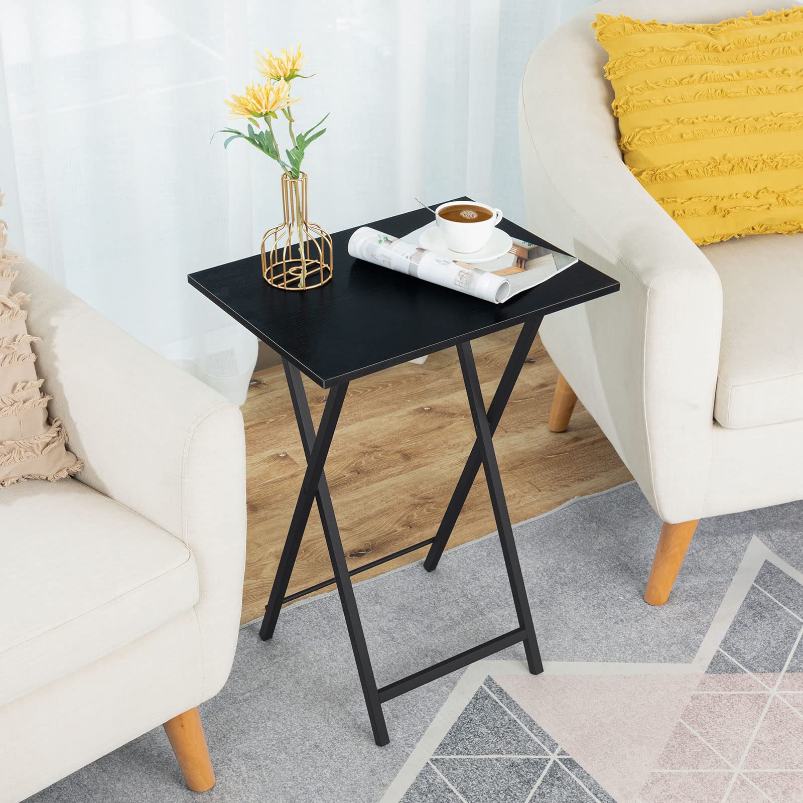 HOOBRO industrial style TV tray with sturdy metal frame and retro charm.