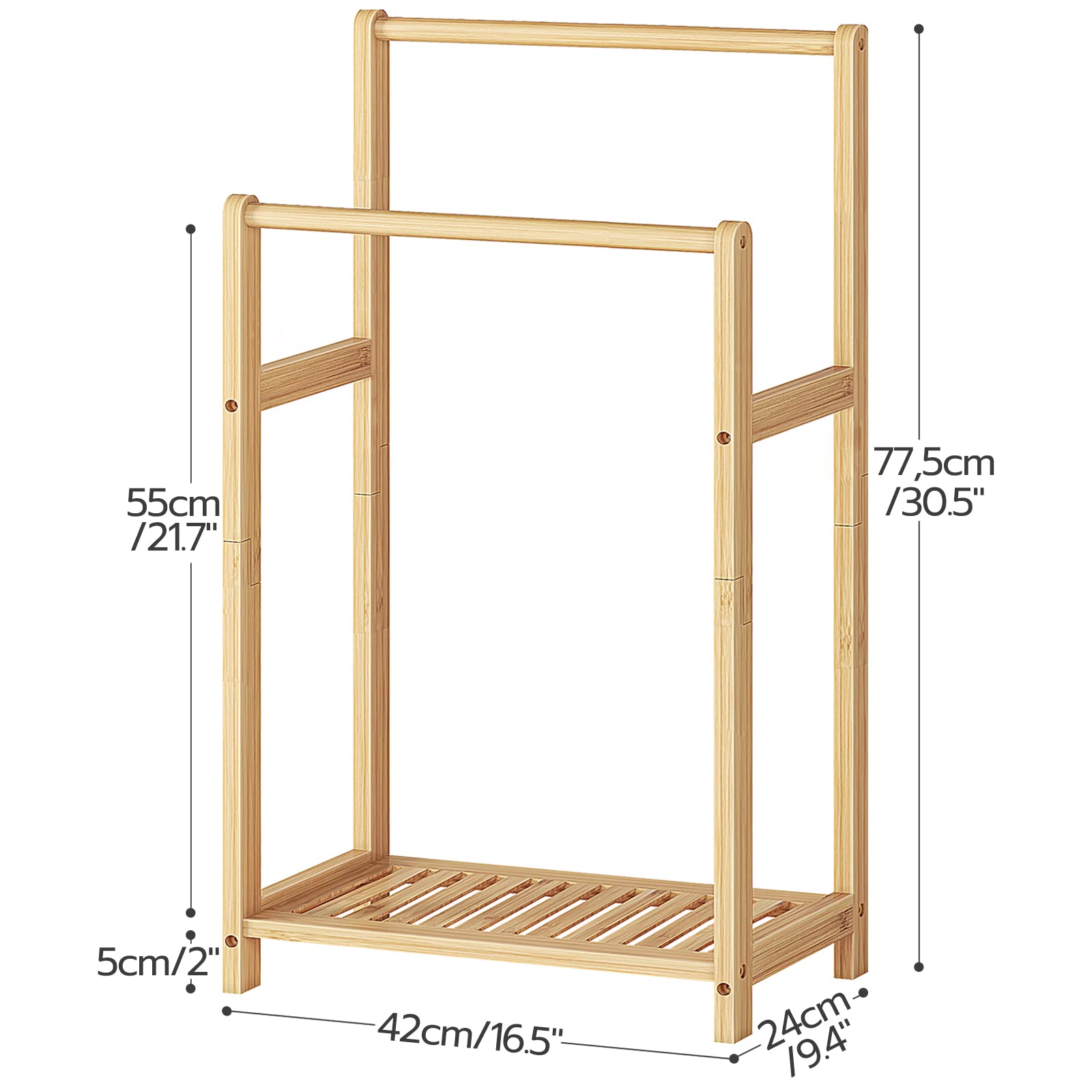 HOOBRO two-level rack provides top hanging and bottom shelf storage.