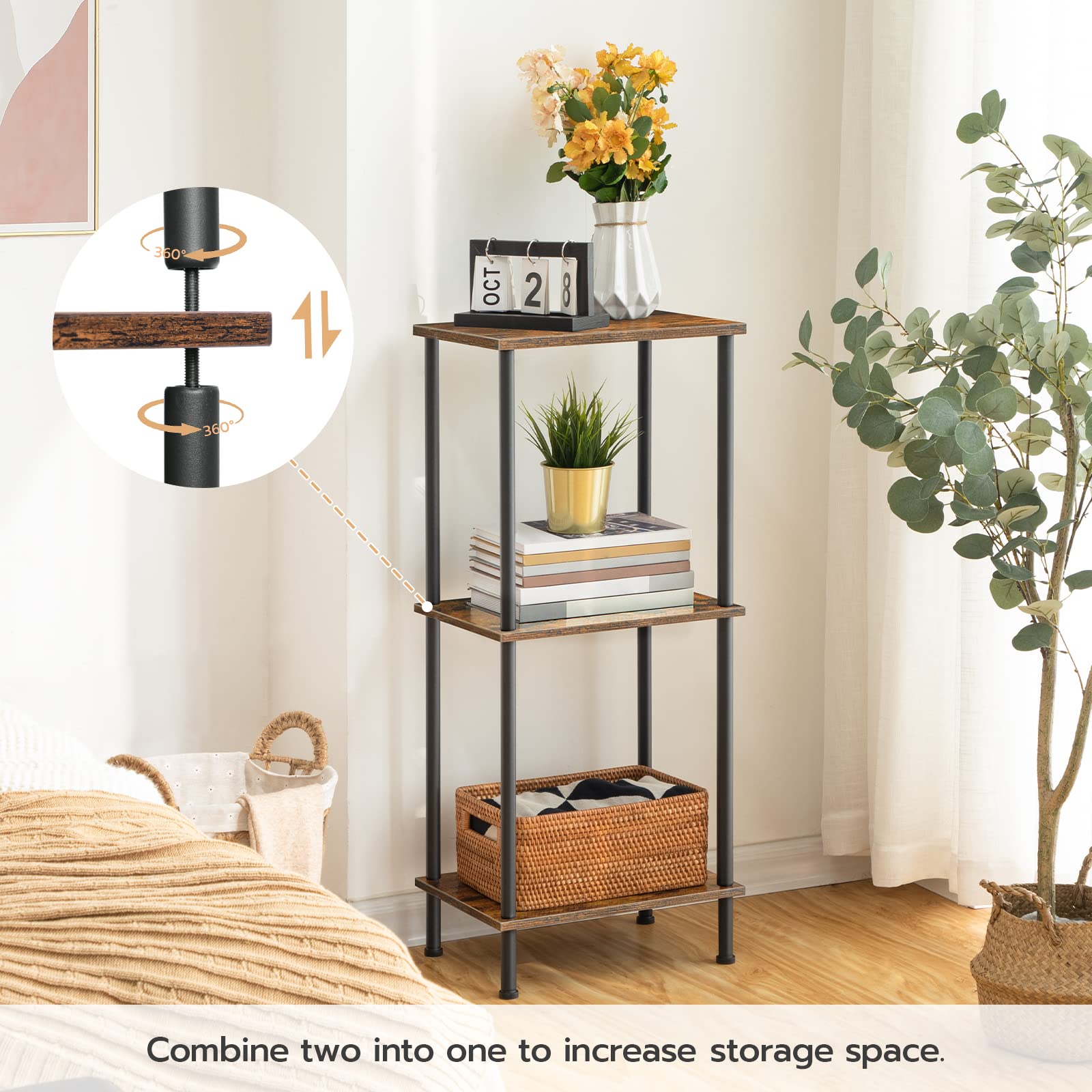 HOOBRO two-tier sofa table beside sofa for snacks and remotes