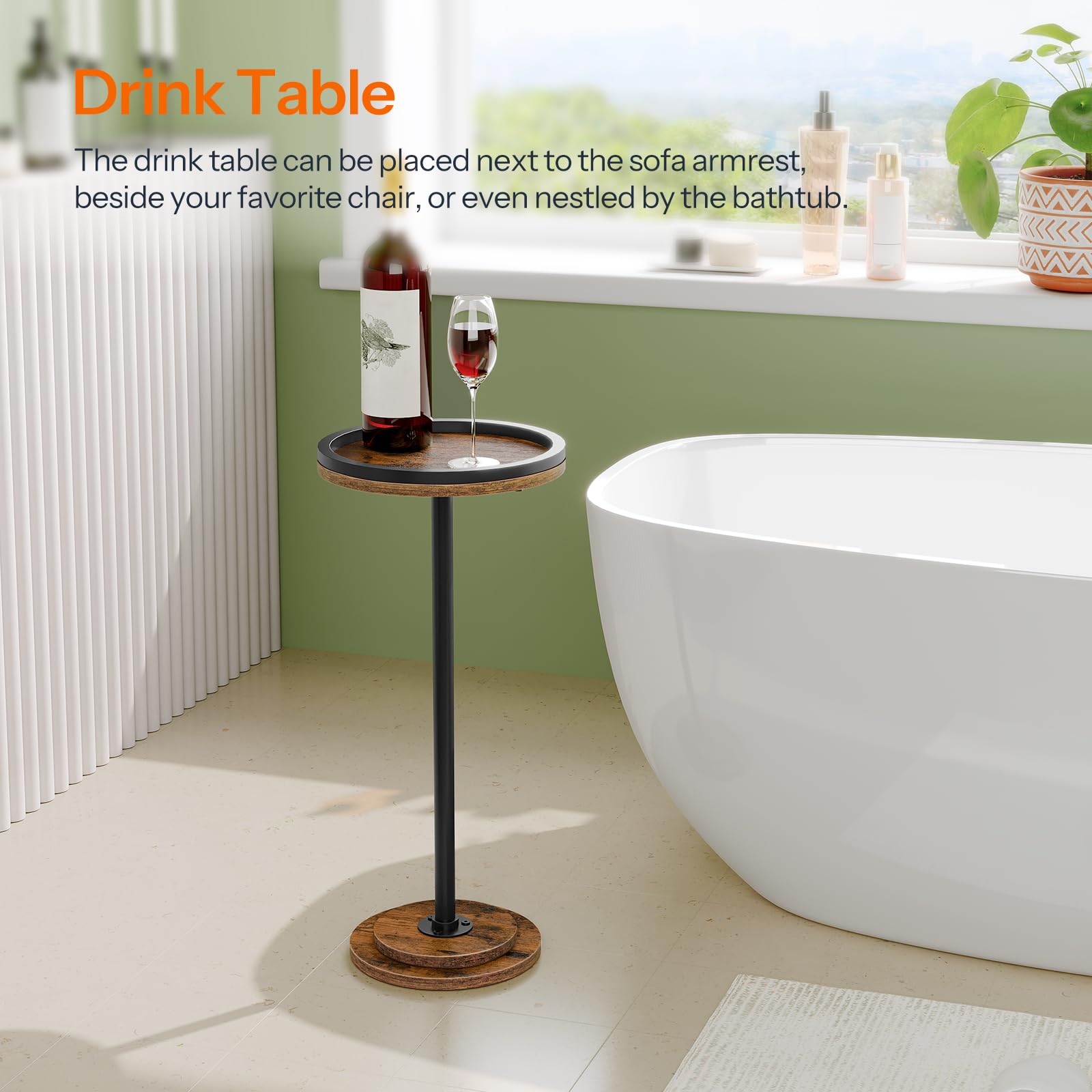 HOOBRO versatile use side table placed beside sofa or bathtub