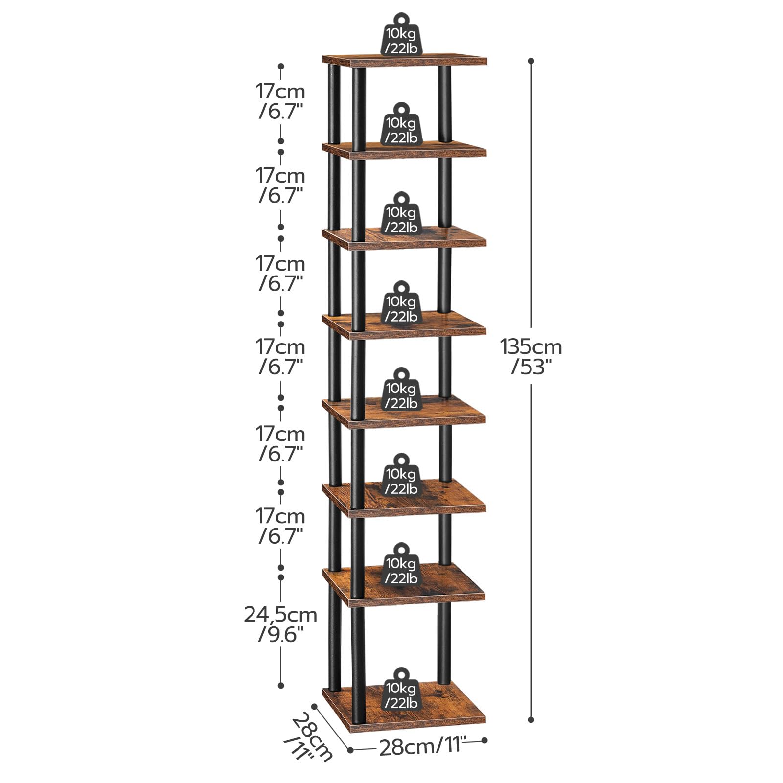 HOOBRO vertical shoe rack 8-tier narrow design fits tight spaces