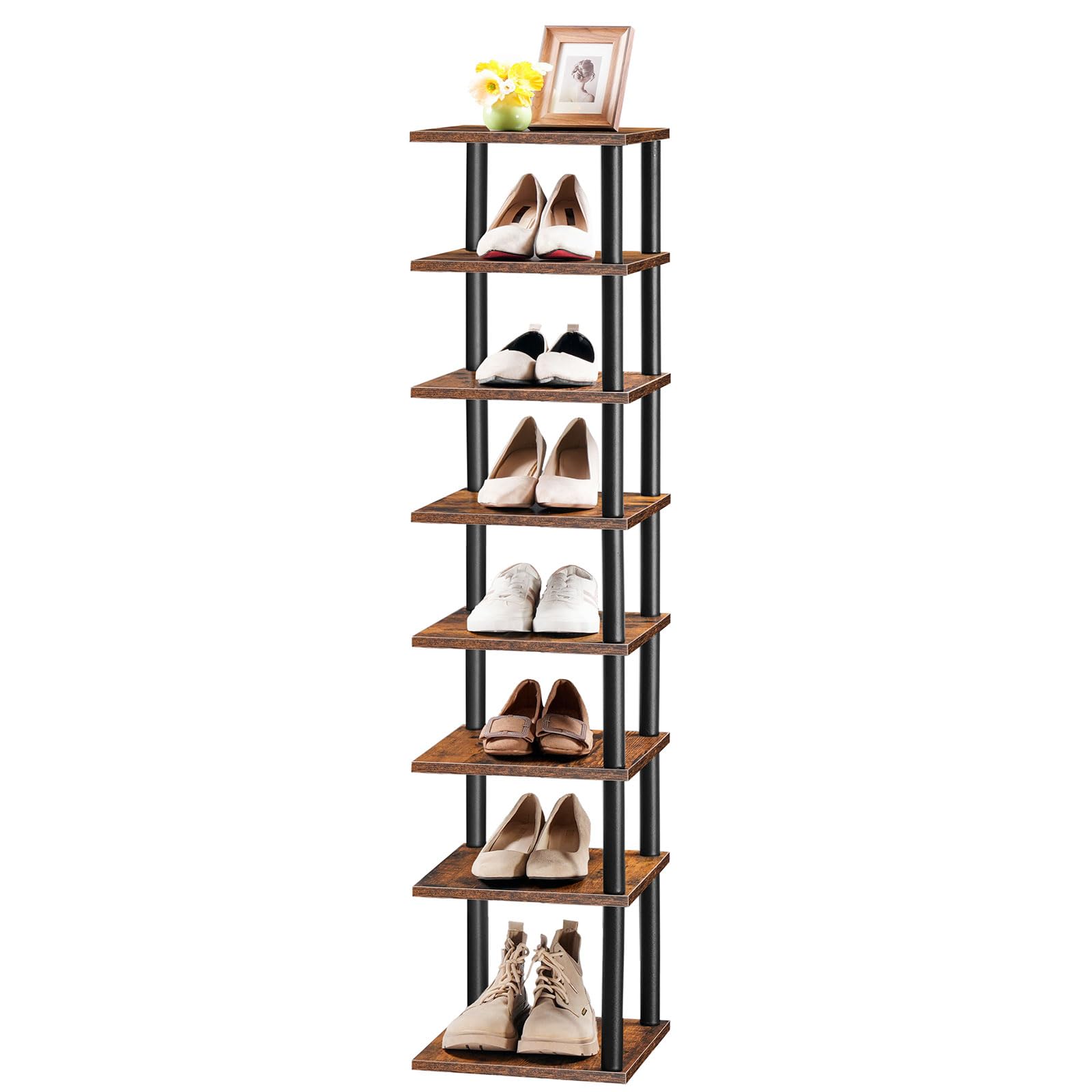 HOOBRO vertical shoe rack 8-tier with non-slip pads protecting floors