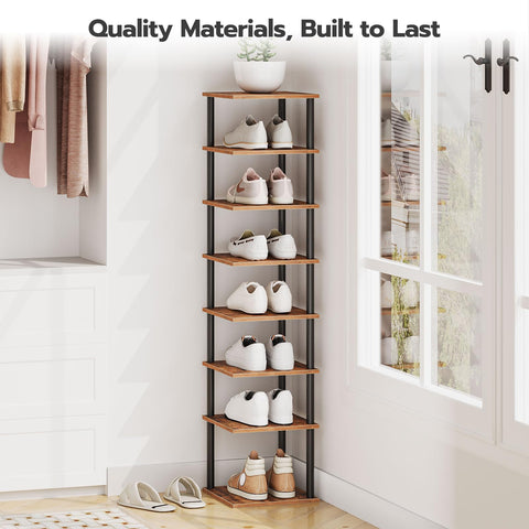 HOOBRO vertical shoe rack 8-tier side view highlighting slim footprint