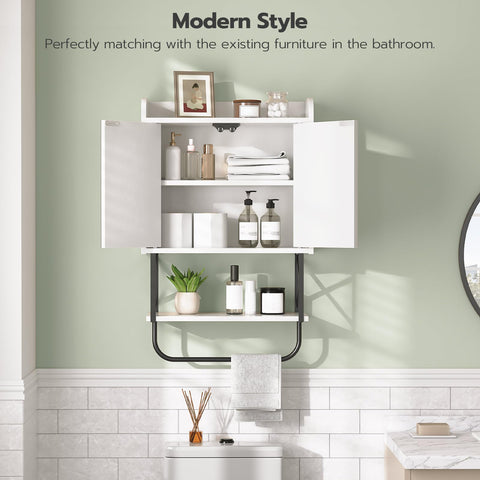 HOOBRO bathroom cabinet with towel bar keeps towels within reach