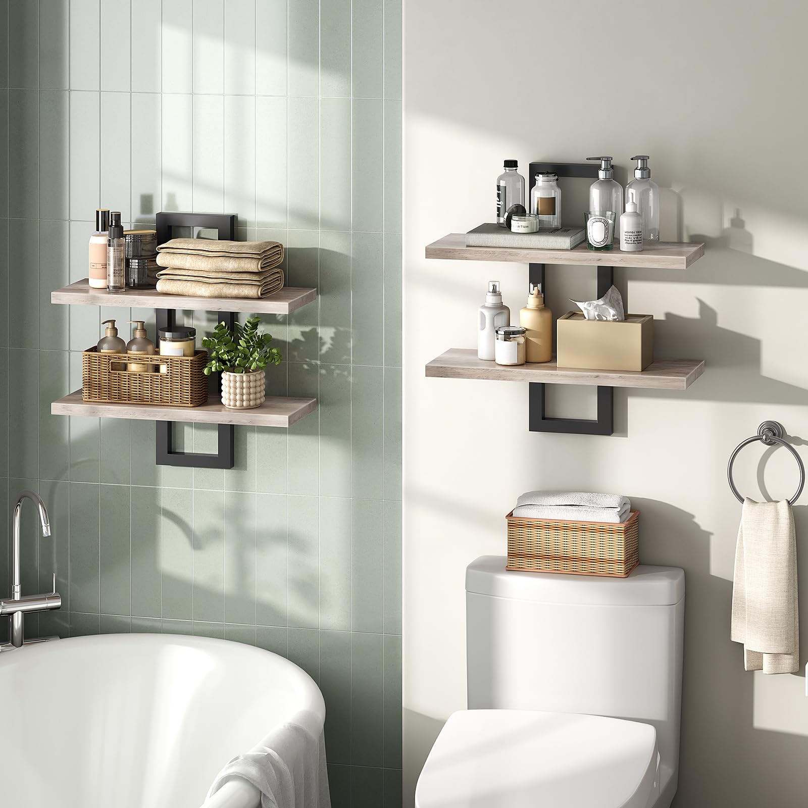 HOOBRO wall-mount shelves living room decor, easy organization and chic boost.