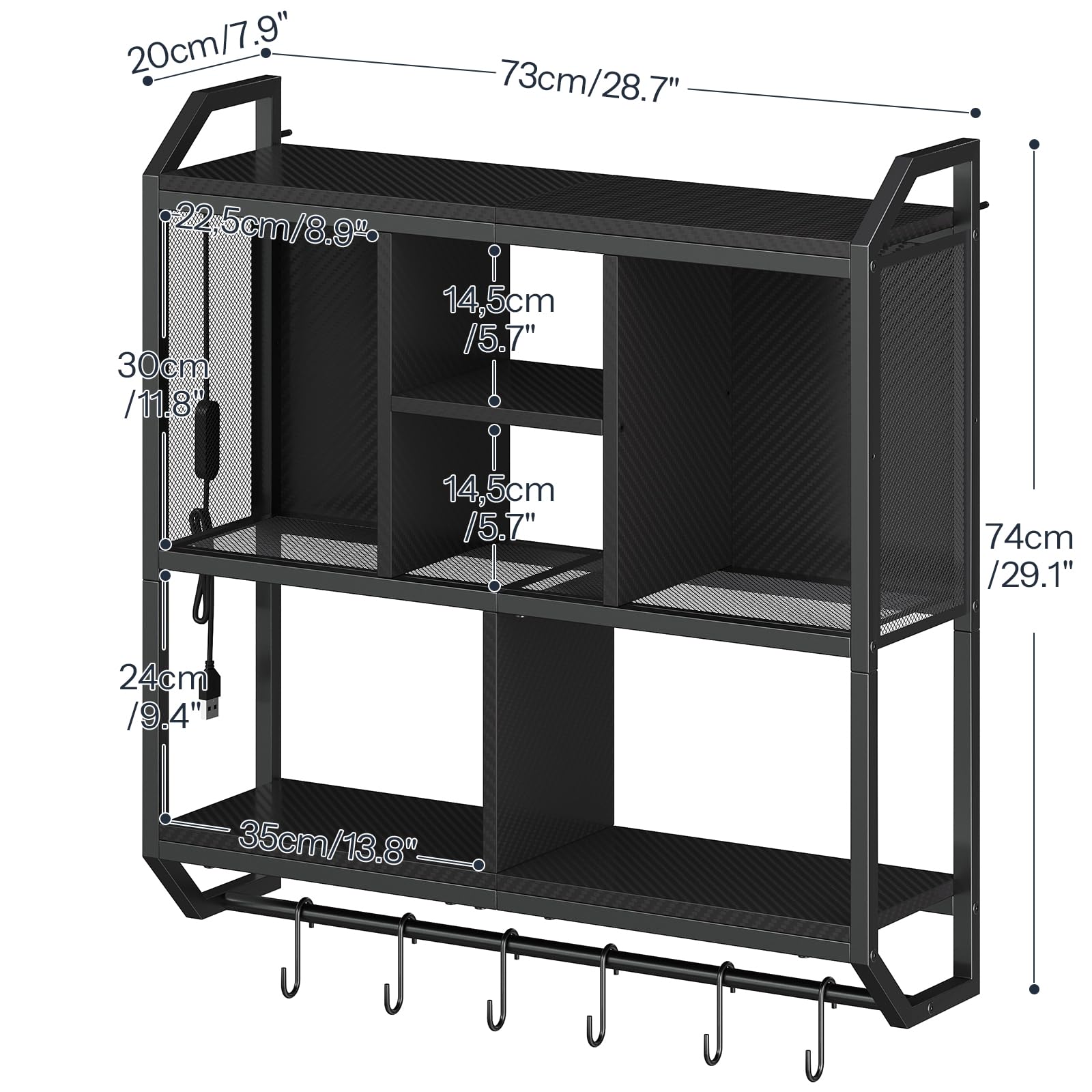 HOOBRO wall-mounted 3-tier display shelf with LED lighting adds stylish, accessible storage.