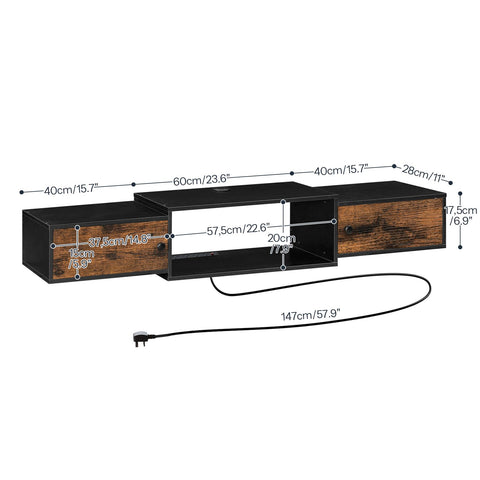 HOOBRO wall-mounted entertainment center cable management system visible