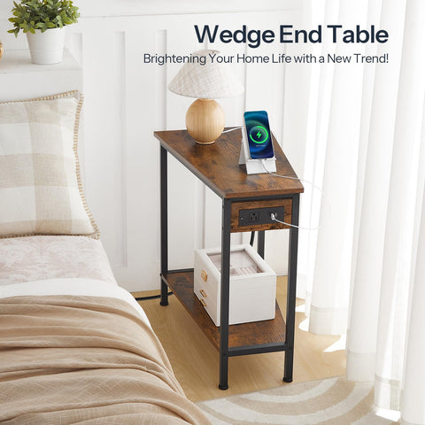HOOBRO wedge end table cord length supports flexible placement near seating