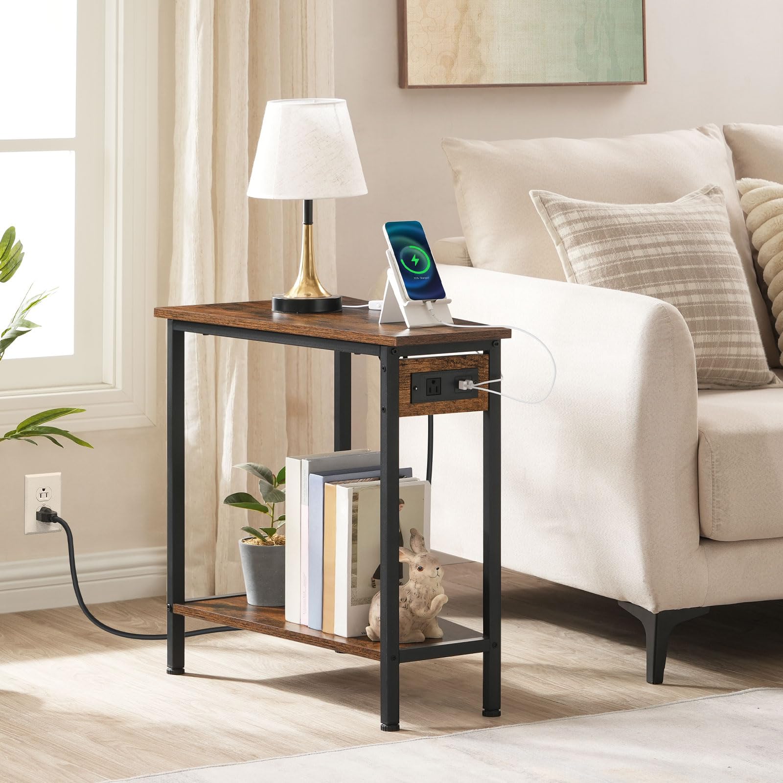 HOOBRO wedge end table dimensions 24x15x24 inches for compact rooms