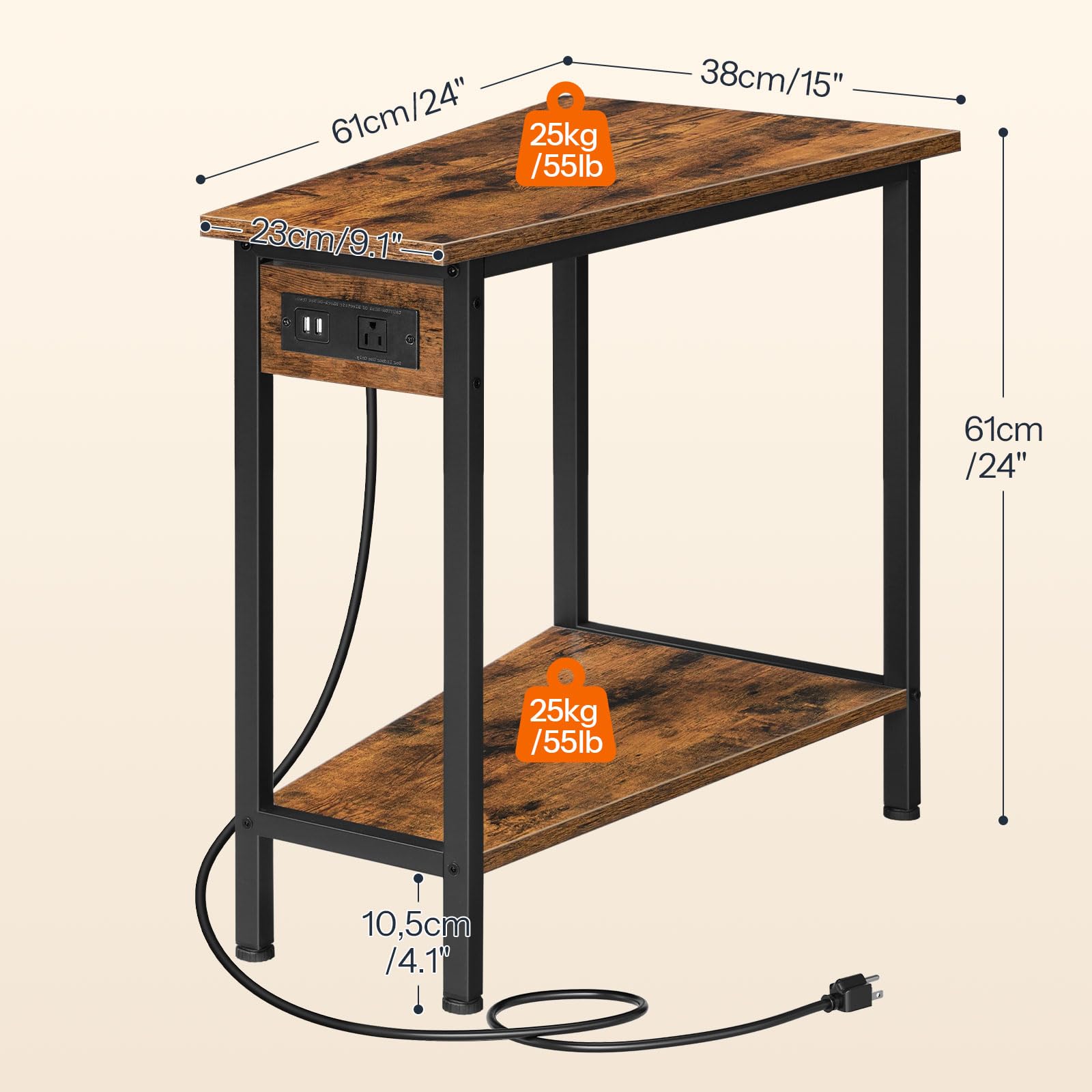 HOOBRO wedge end table industrial triangle design adds character and space-saving charm