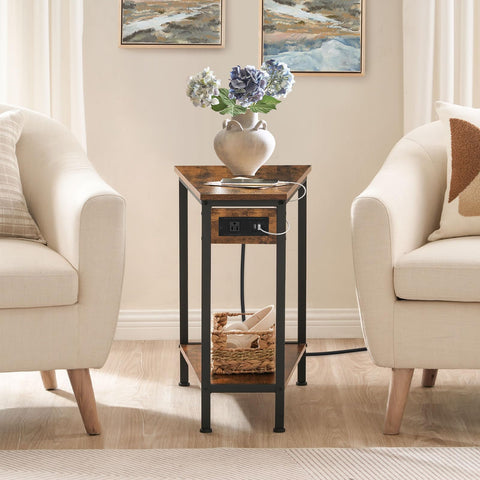HOOBRO wedge end table open storage shelves organize remotes and decor