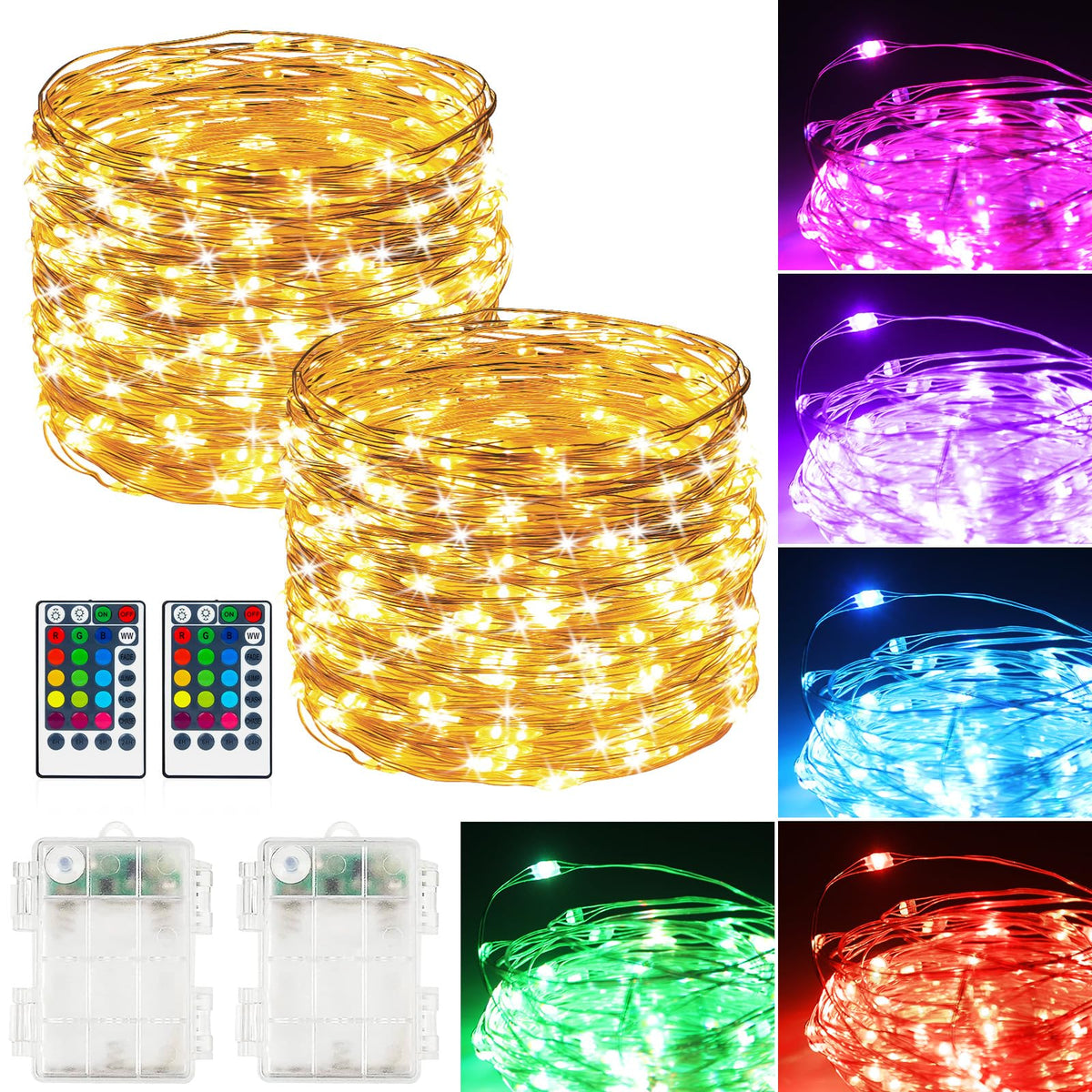 Hoofun battery fairy lights remote control setup for ambient lighting