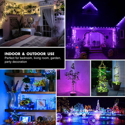Hoofun fairy lights decorating a Christmas tree with twinkling glow