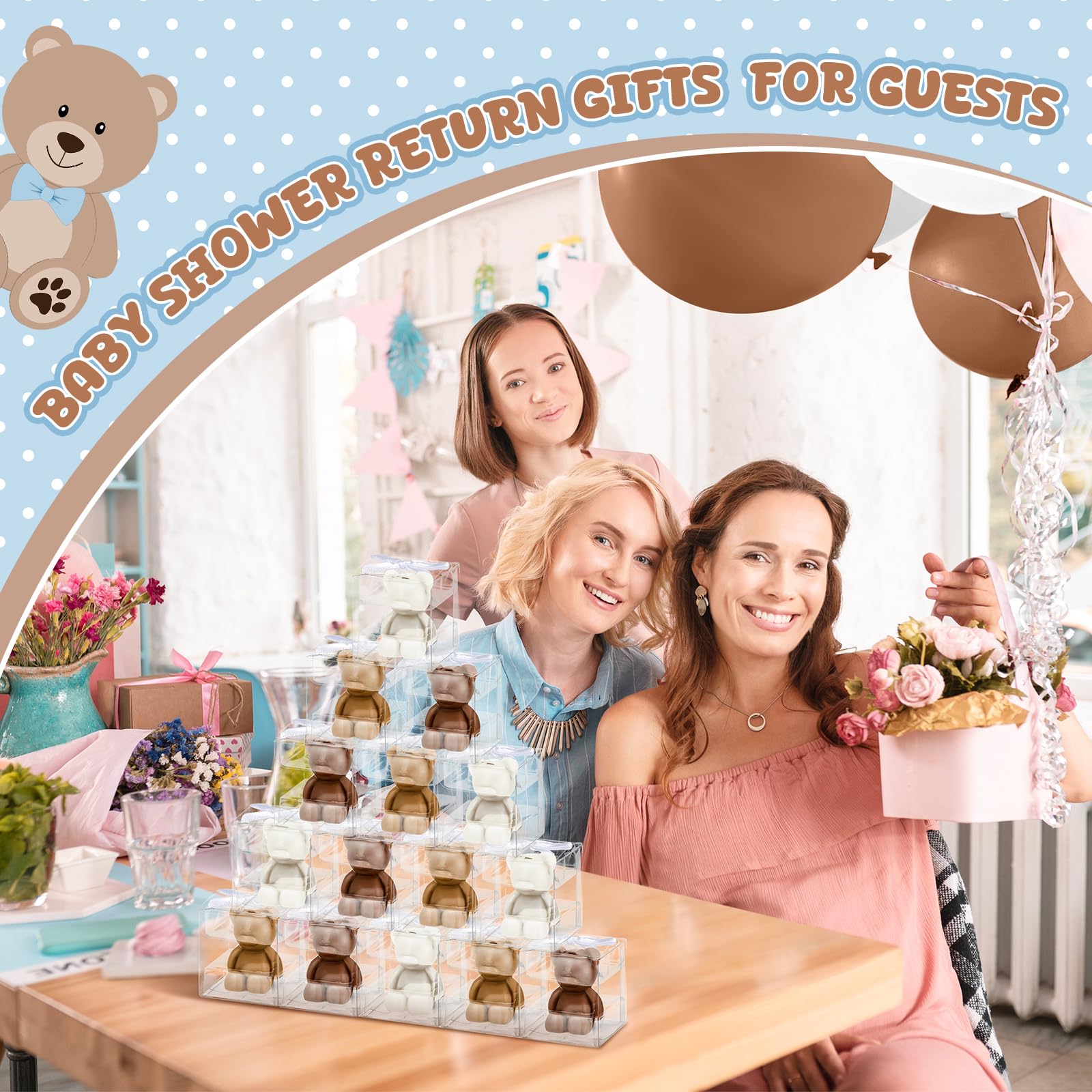 Hoolerry baby shower favors presented in elegant gift boxes.