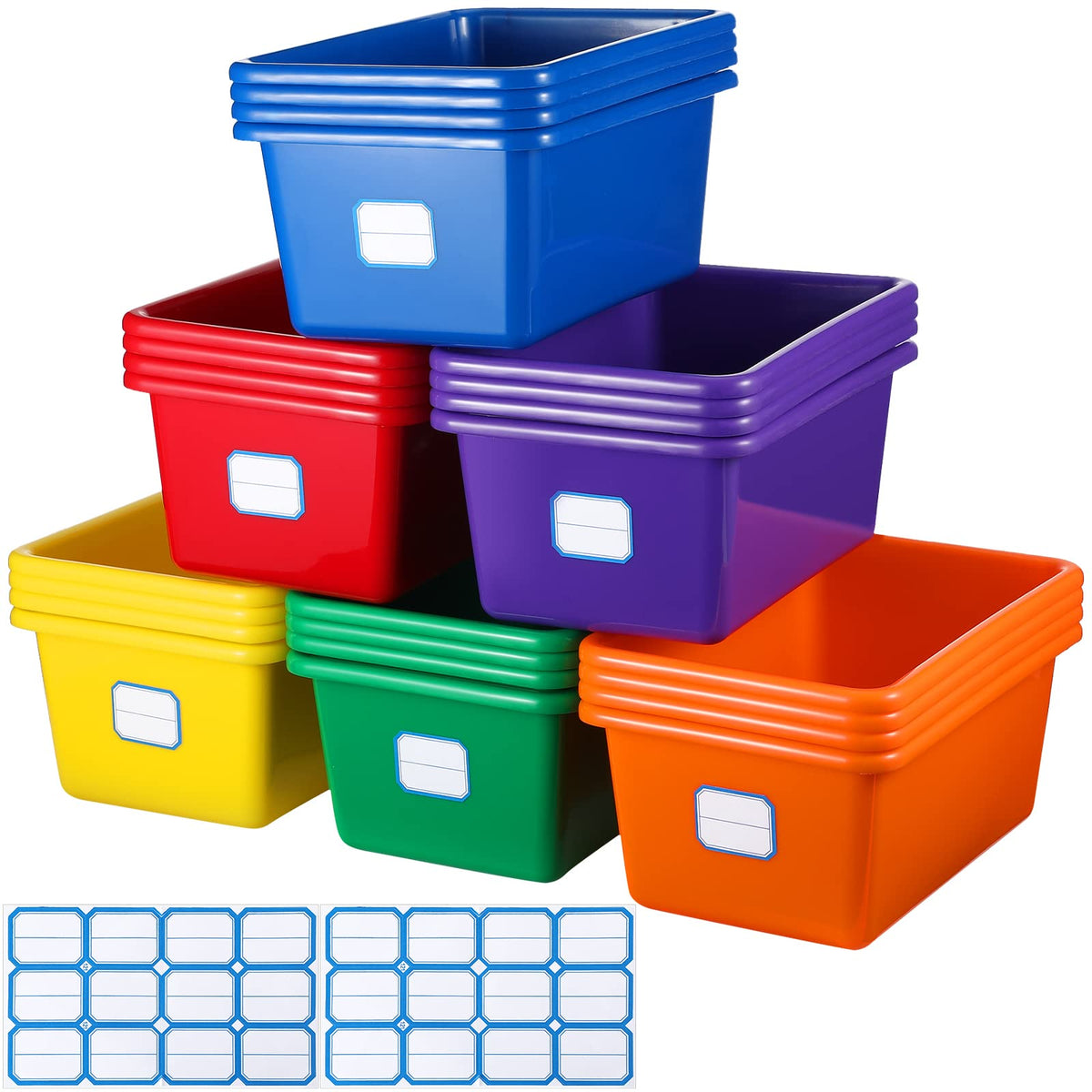 Hoolerry cubby storage bins in colorful set for toy and book organization.