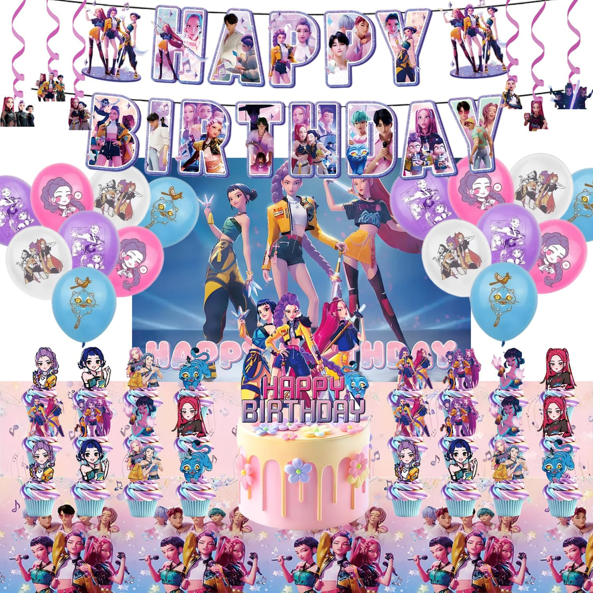 HoomdaBox Kpop banner adds vibrant color for a music fantasy birthday party