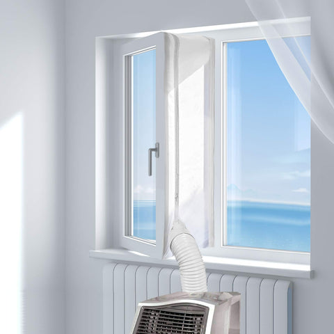 HOOMEE 400CM window seal close-up around the hose for efficient cooling