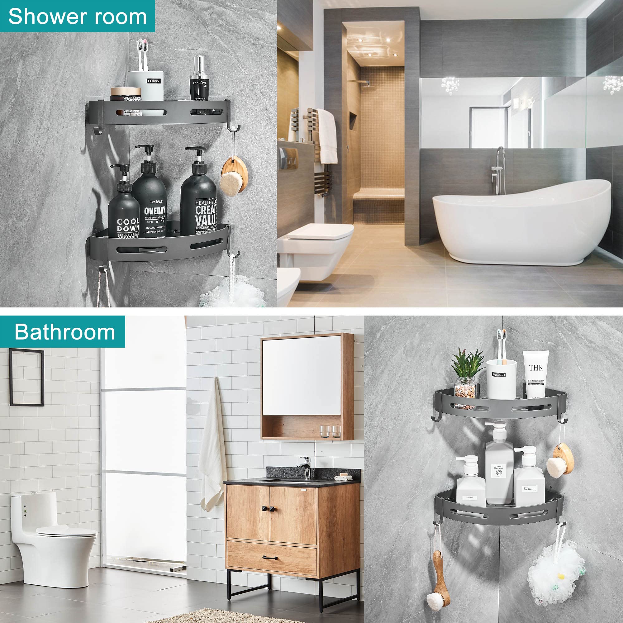 Hoomtaook dark grey caddy with ventilated design to drain water.