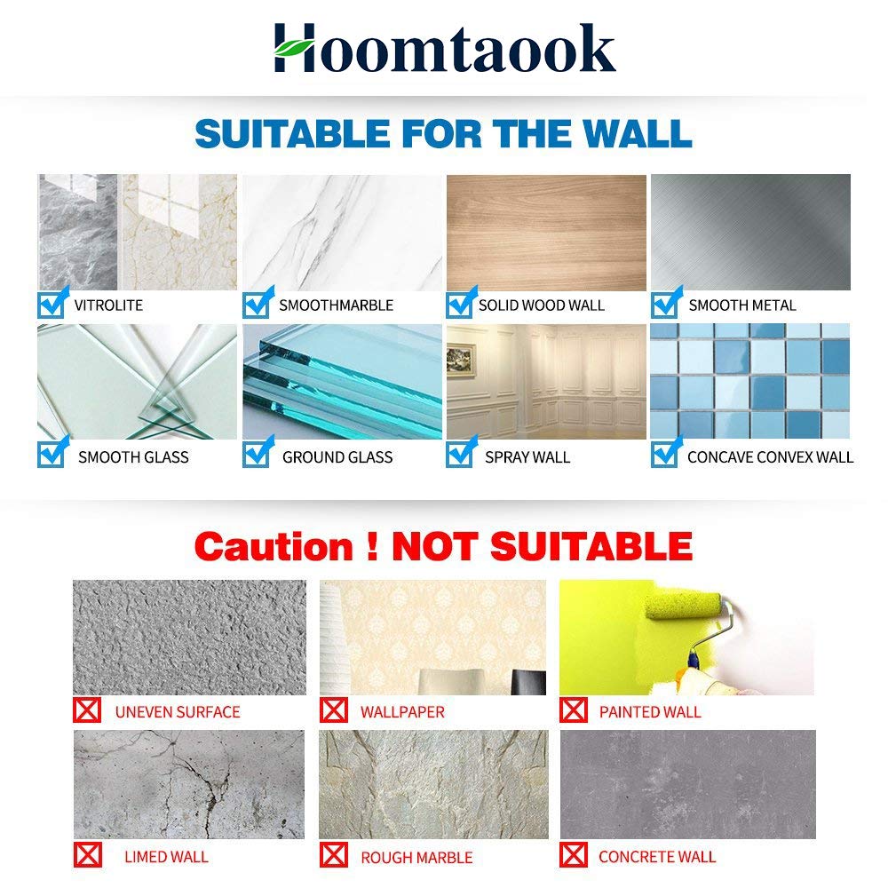 Hoomtaook traceless adhesive pads enable strong, damage-free wall mounting.
