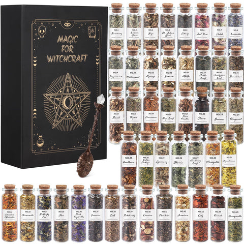 HOOMUU Witchcraft Herbs collection box with diverse botanicals for ritual preparation.