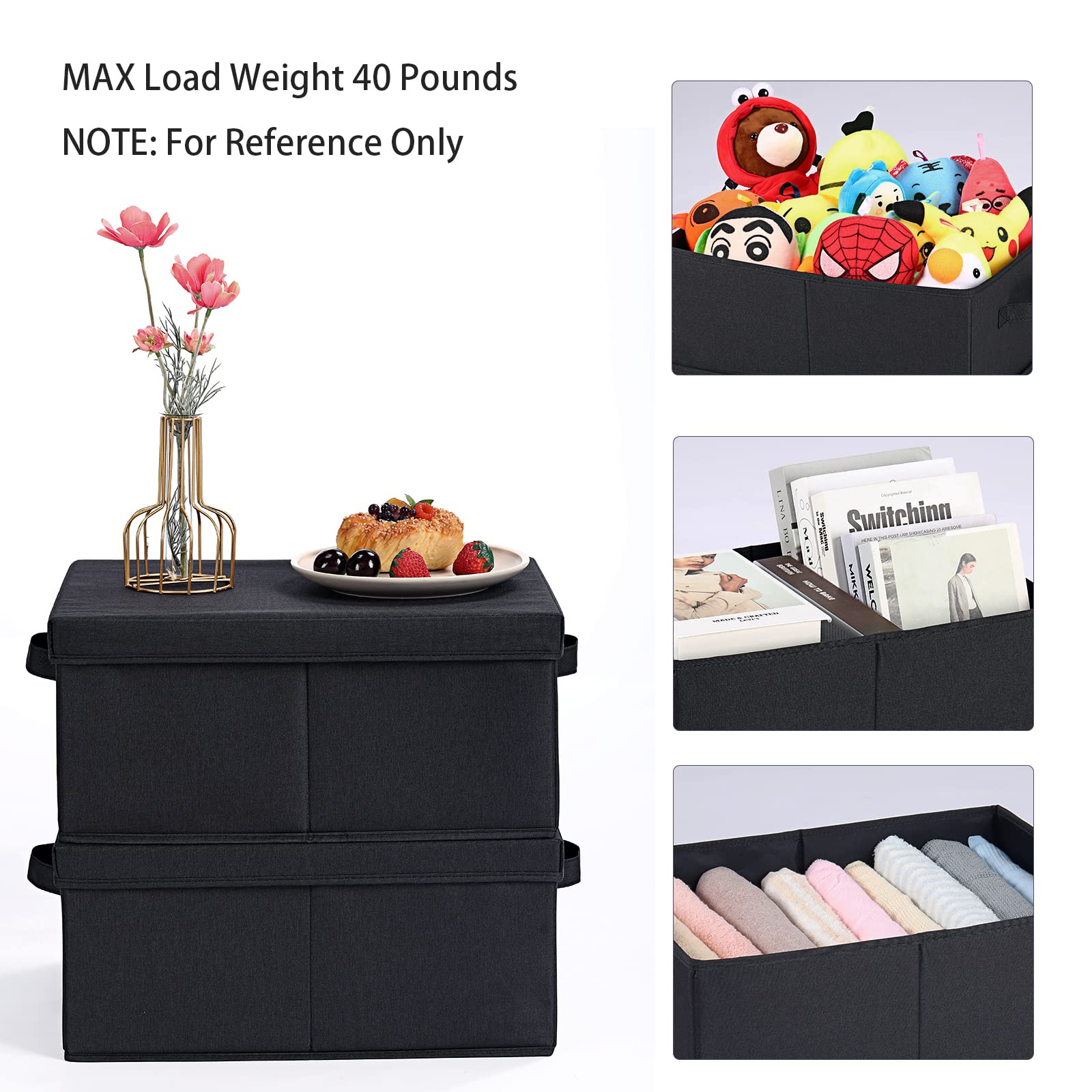 HOONEX storage bin with removable lids protects contents from dust