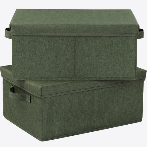 HOONEX storage bins with lids in olive for organized closets