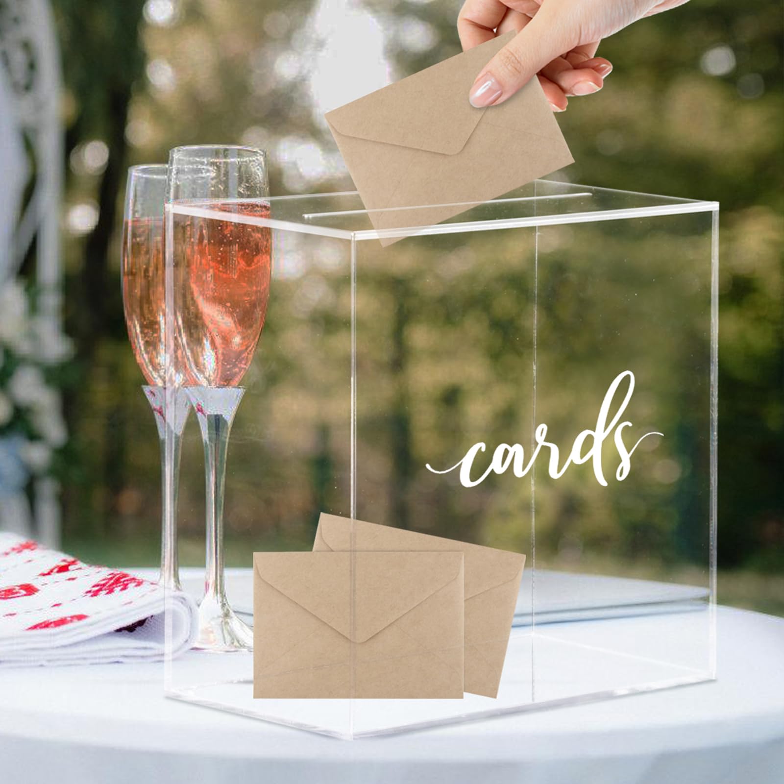 Hooqict clear acrylic wedding card box with sliding lid for elegant guest messages