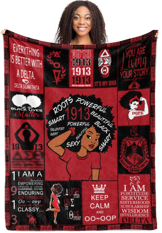 HOORZ Sorority Gifts Throw Blanket in red and black design adds style to dorm decor