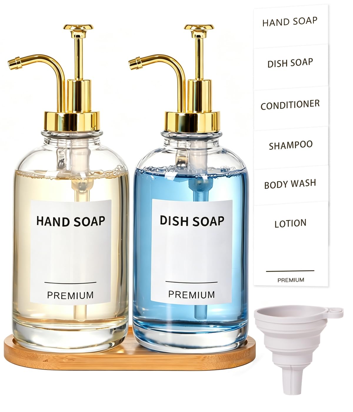 Hoousuper dish soap dispenser glass 18oz with pump for organized kitchen sink