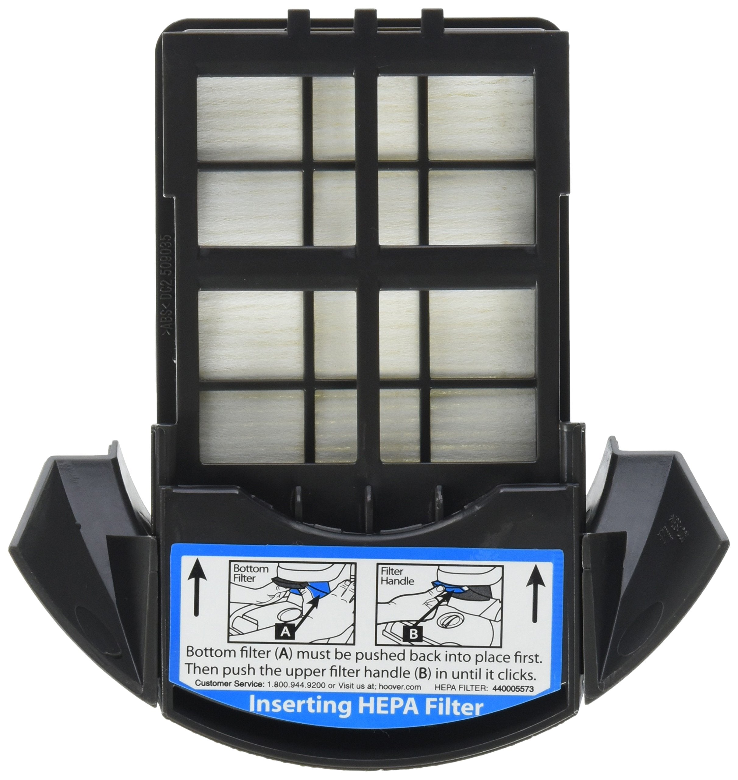 Hoover 440005573 filter for Hepa exhaust improves airflow in compatible vacuums.