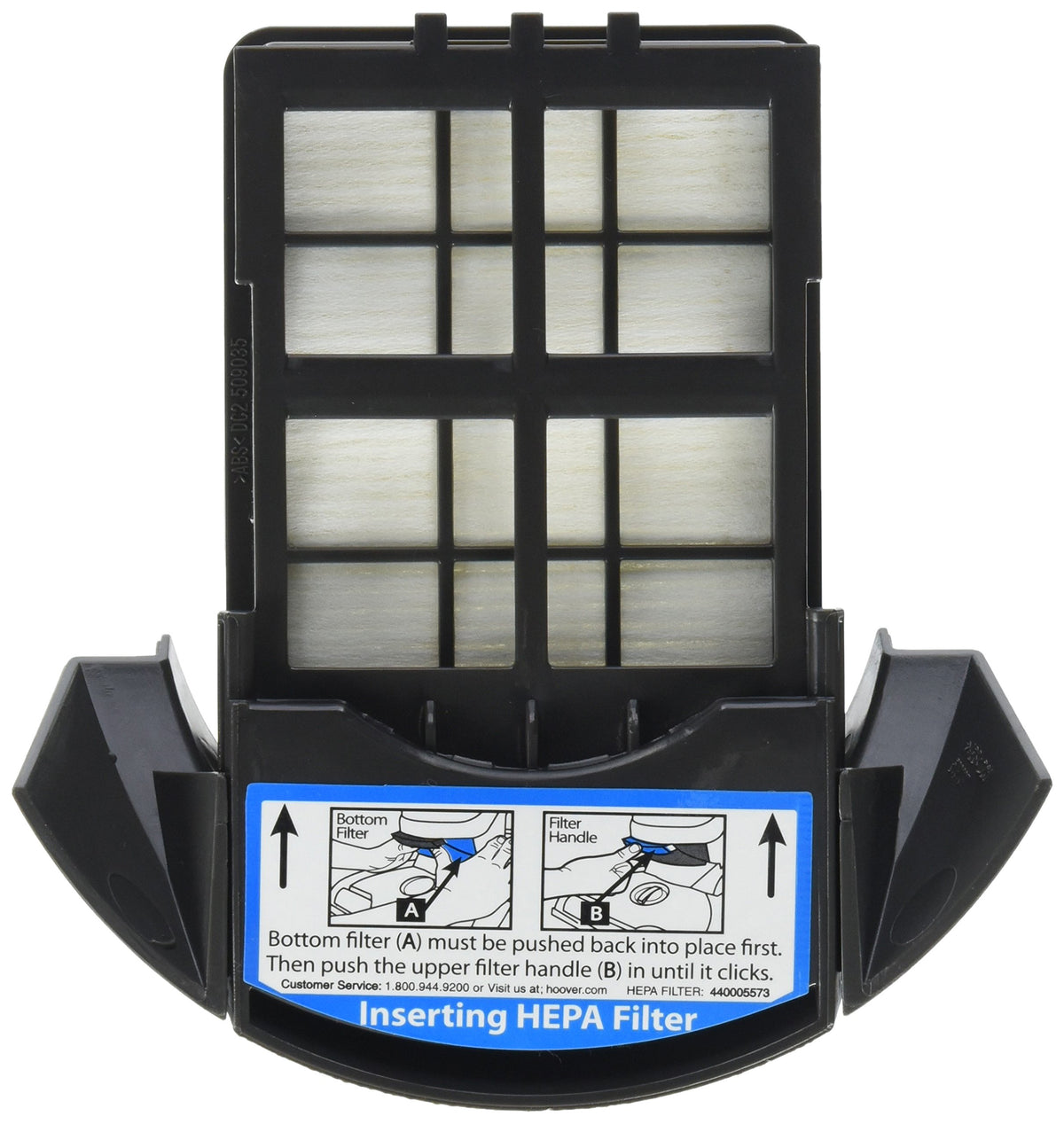 Hoover 440005573 filter for Hepa exhaust improves airflow in compatible vacuums.